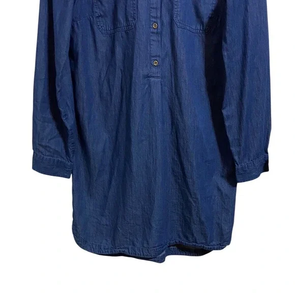 Old Navy Chambray Denim Shirt Dress Long Sleeve Cotton Tunic Western Boho Size M - Picture 7 of 11